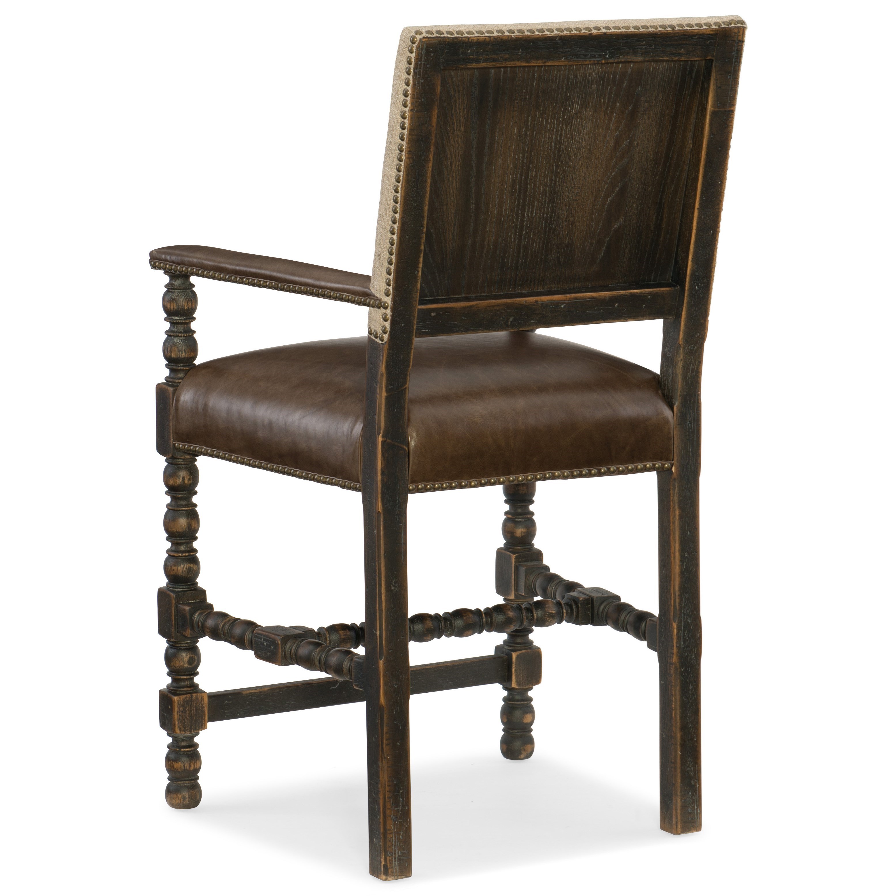 Hooker Furniture Hill Country 596025350BLK Traditional Comfort Counter Stool with Leather Seat
